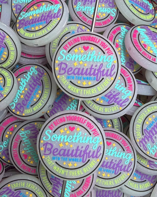 Q- Something Beautiful Focal Bead, Quote Focal Beads