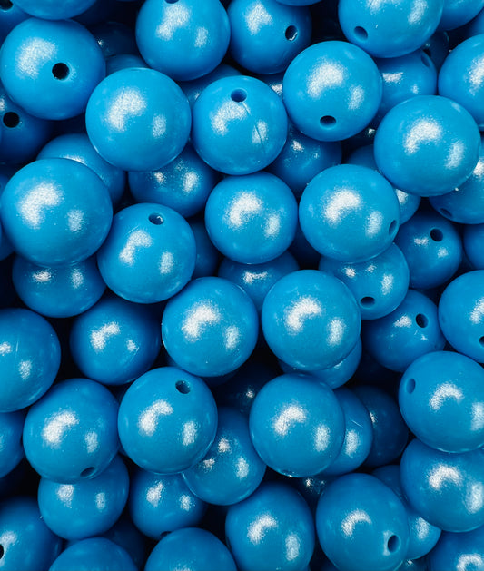 15mm Opal Azure Round Silicone Beads