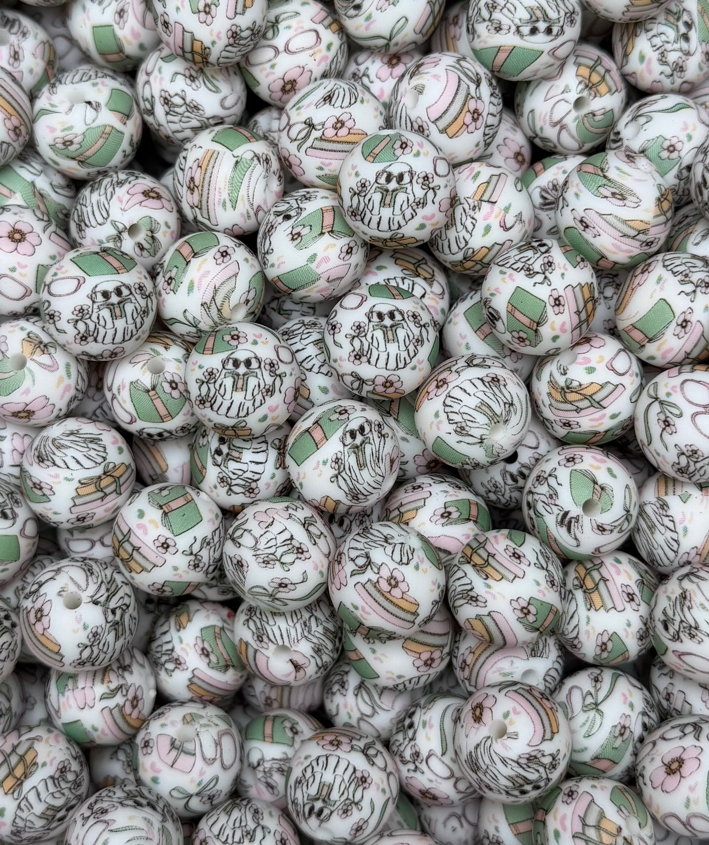 15mm Print Georgie EXCLUSIVE Round Silicone Beads
