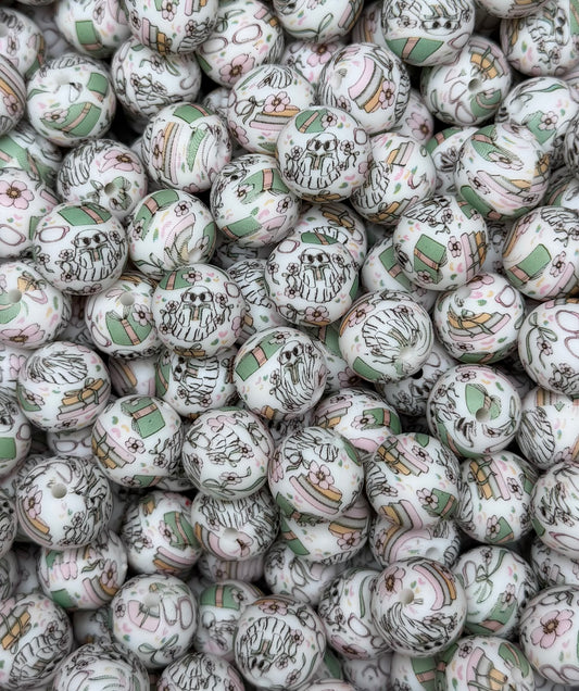 15mm Print Georgie EXCLUSIVE Round Silicone Beads