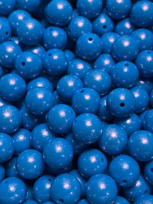 15mm Opal Sky Blue Round Silicone Beads