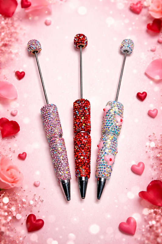 *Beadable Pen VALENTINE RHINESTONES, DIY Beaded Pen