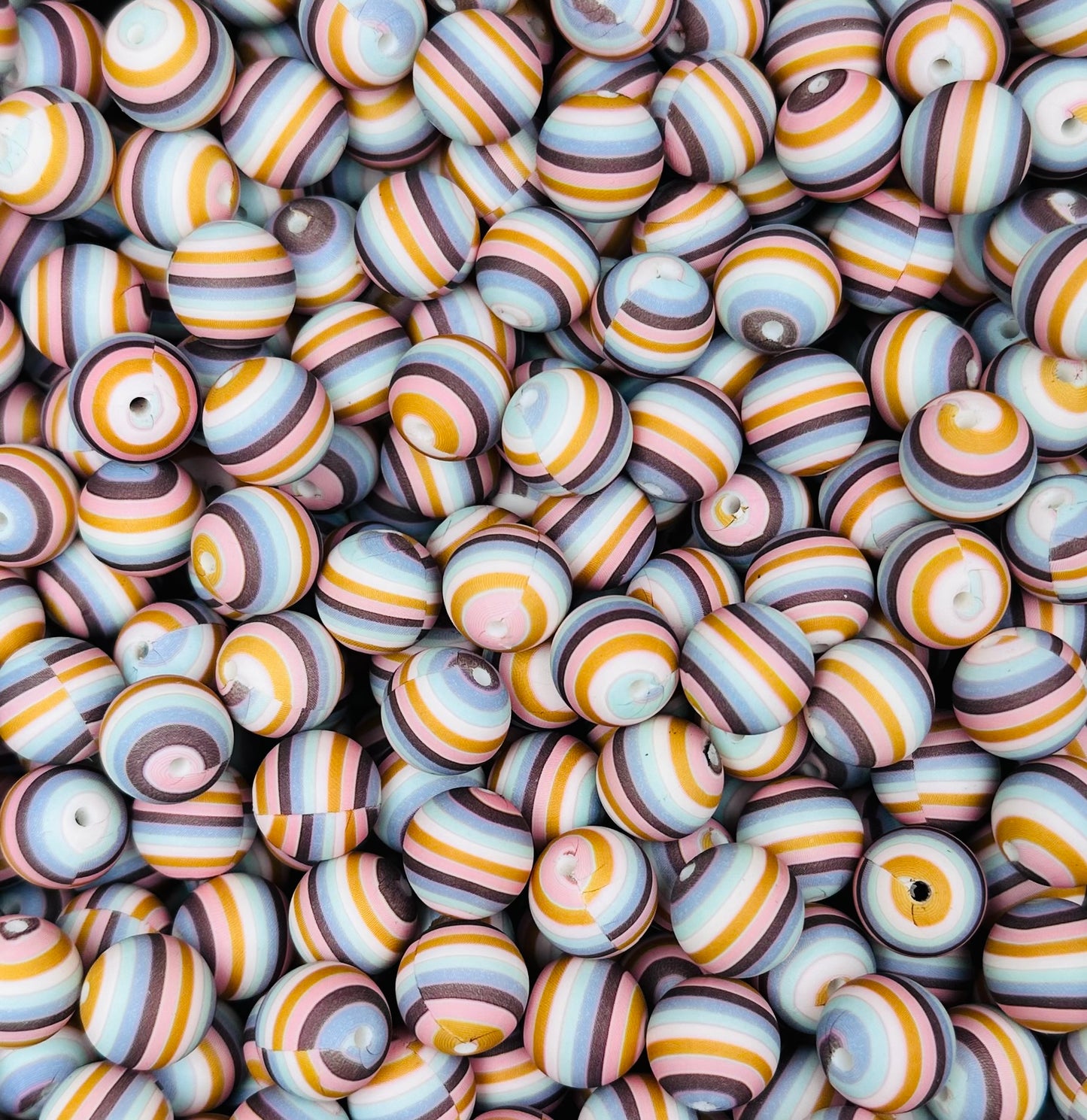 15mm Print Desert STRIPES EXCLUSIVE Round Silicone Beads