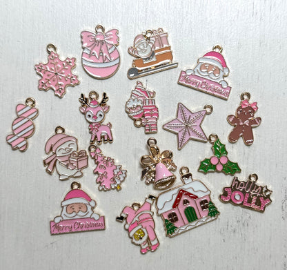 *Bead Mix #507- Random Pink Christmas Charms