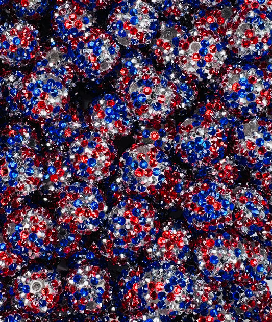 20mm USA Rhinestone Round Acrylic Beads