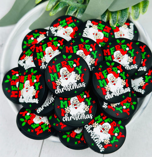 Groovy Santa EXCLUSIVE  Silicone Focal Bead, Christmas Silicone Bead