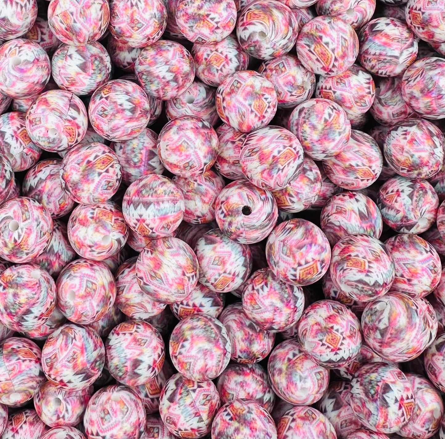 15mm Print Vibrante Chili EXCLUSIVE Round Silicone Beads