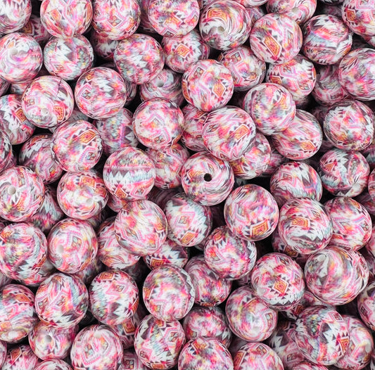 15mm Print Vibrante Chili EXCLUSIVE Round Silicone Beads