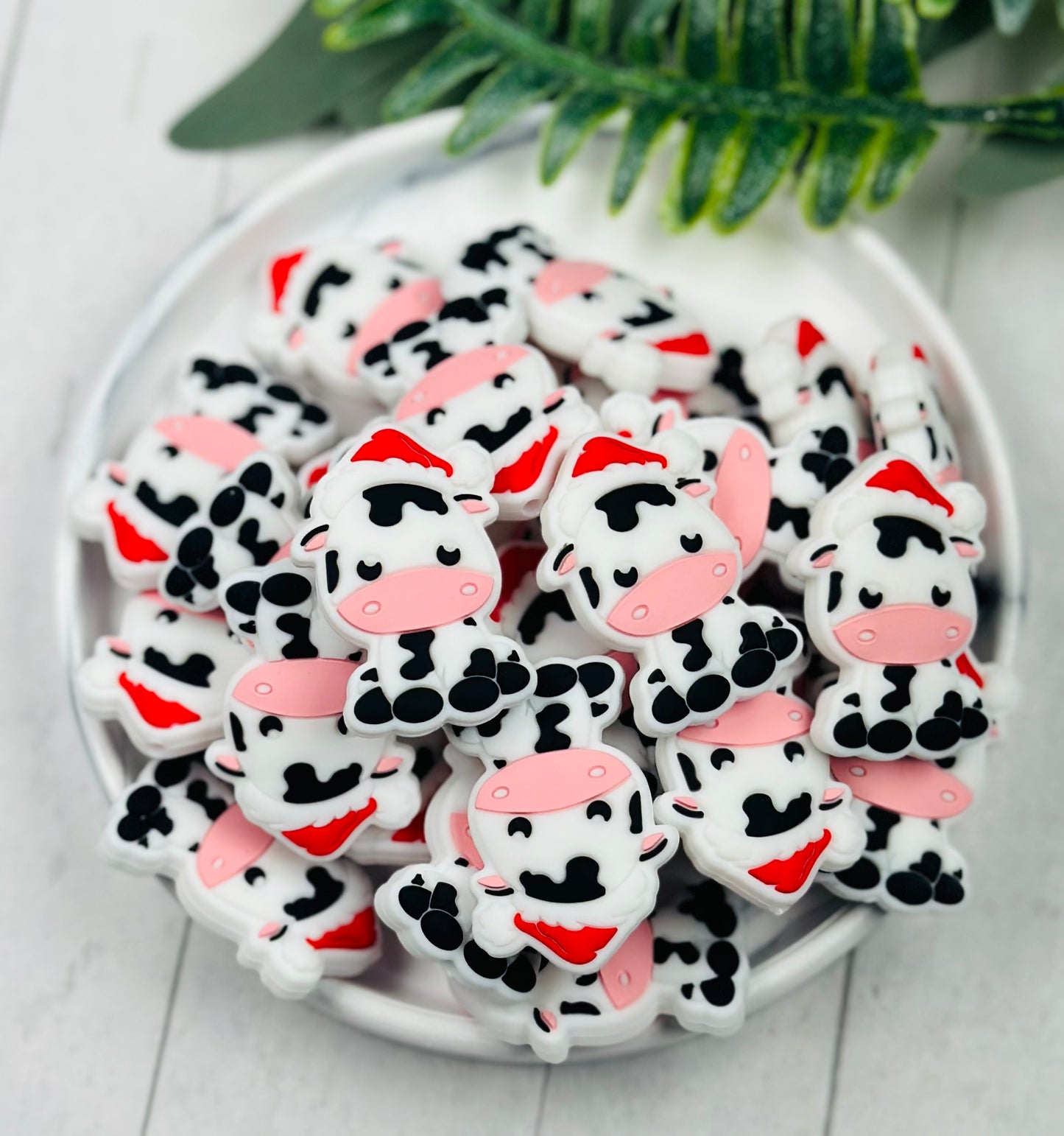 Christmas Cow Silicone Focal Bead, Animal Shape Silicone Bead, Farm Focal