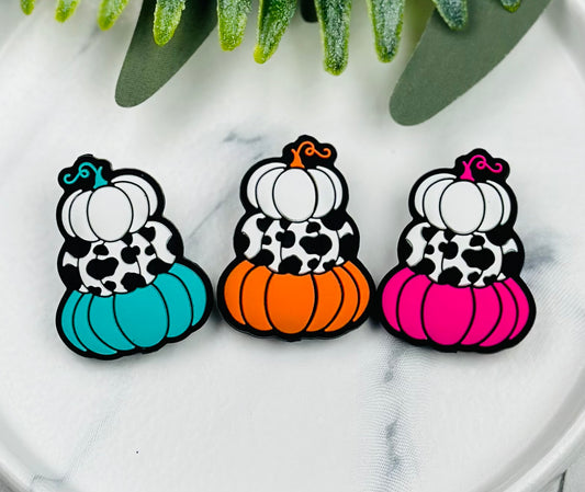 Tiered Pumpkin Silicone Focal Bead, Fall Silicone Bead