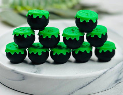 3D Cauldron EXCLUSIVE **Not For Teething** Focal Silicone Bead, Halloween  Silicone Bead, Cauldron Shape Silicone Bead