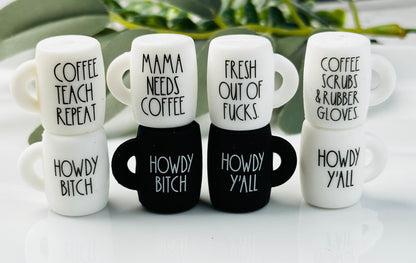 3D Coffee Mug Silicone Focal Beads