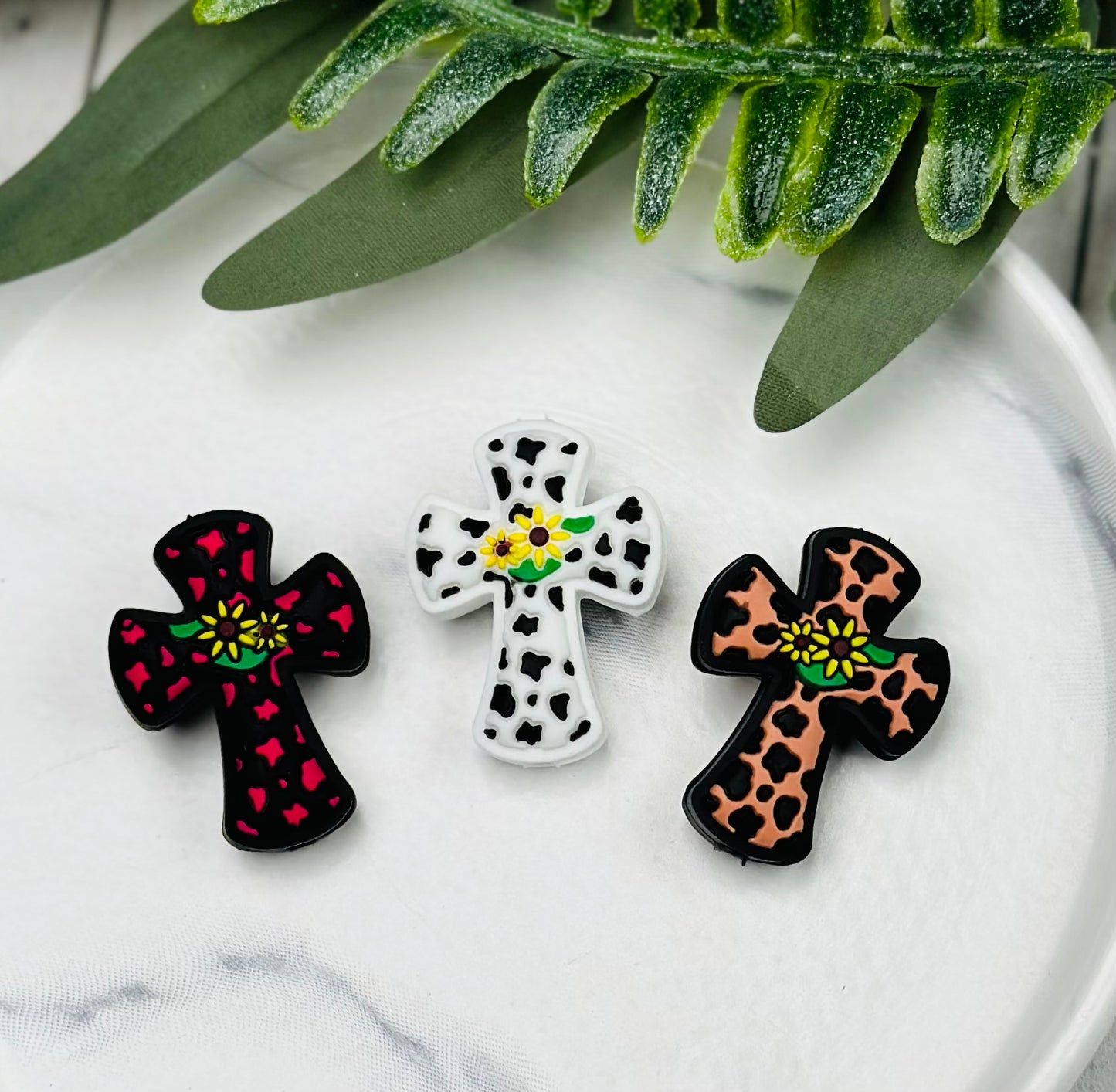 Leopard Cross Focal Silicone Bead