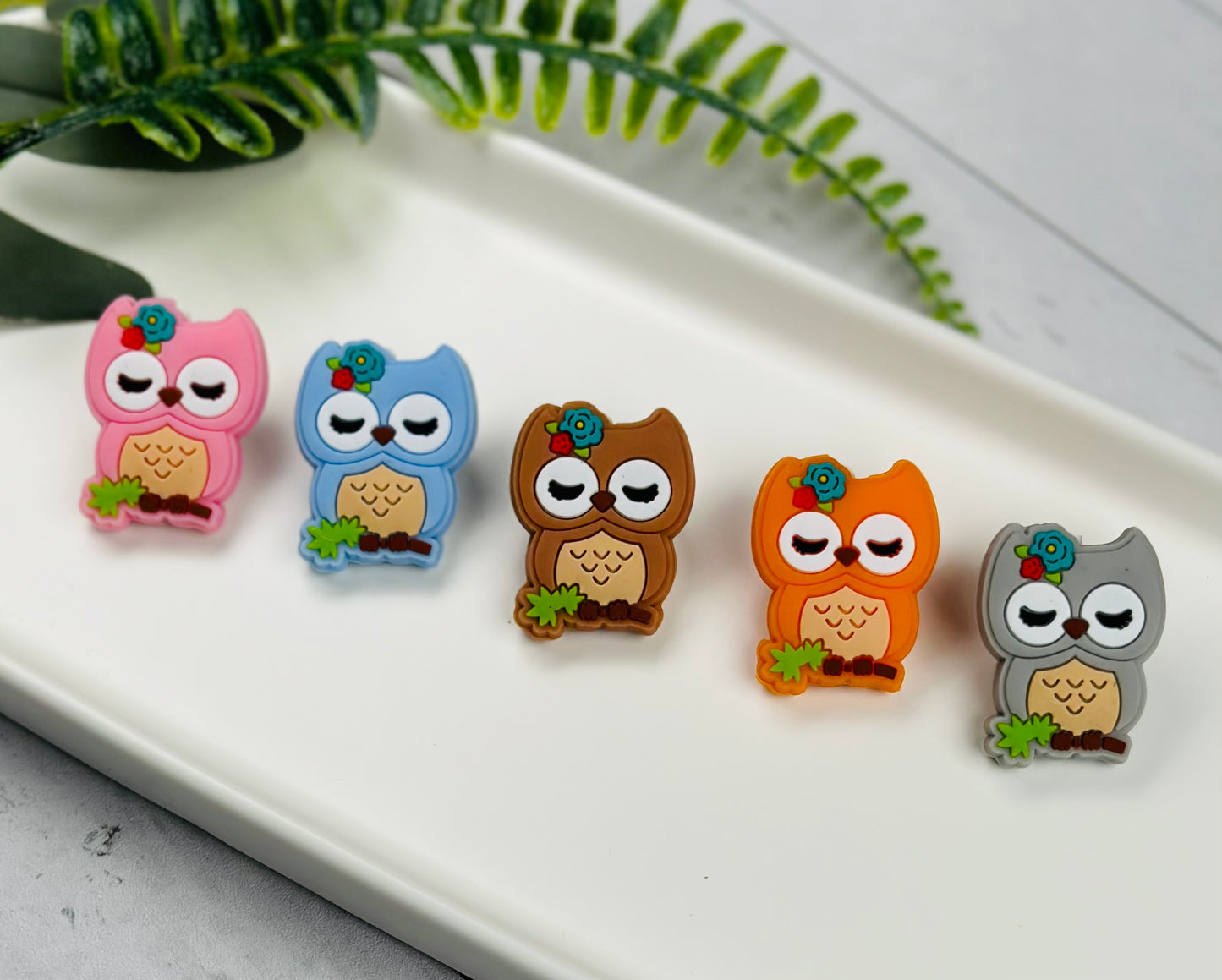 Sleepy Owl Silicone Focal Bead, Animal Shape Silicone Bead