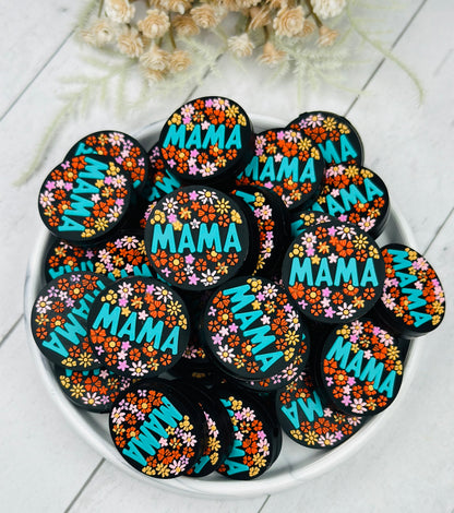 Floral Mama Silicone Focal Bead, Mama Silicone Focal Bead