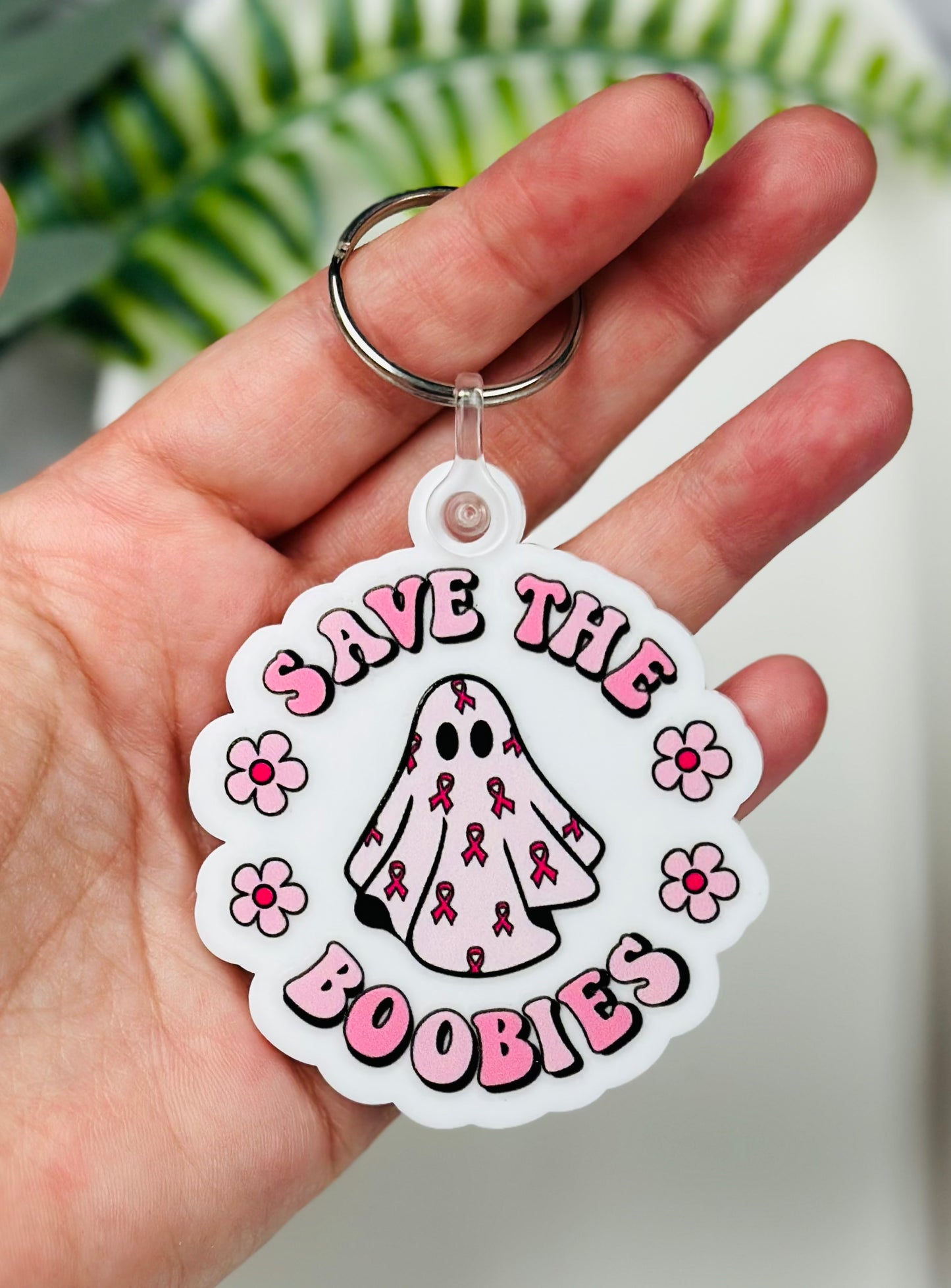 * Save the Boobies Acrylic Key Tag, Acrylic Pendant