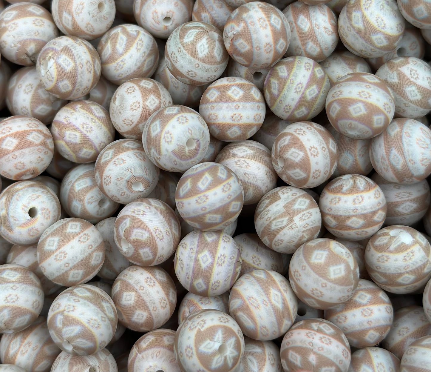 15mm Print Natural Western Dreams EXCLUSIVE Round Silicone Beads