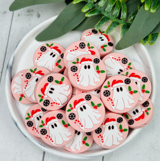 Ghost of Christmas Time EXCLUSIVE Silicone Focal Bead, Christmas Silicone Bead