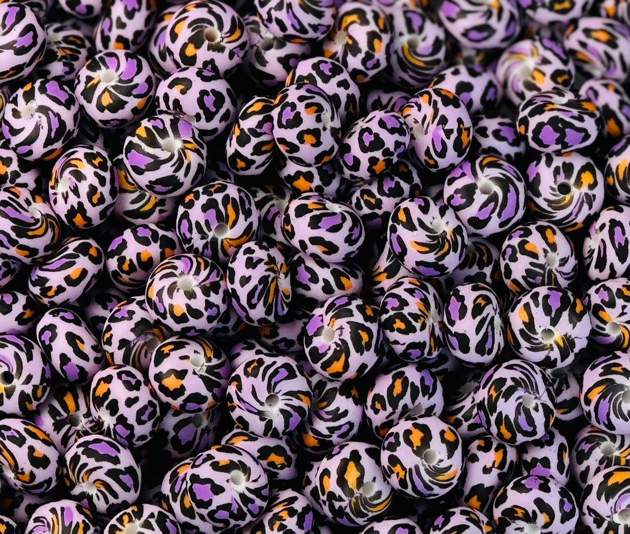 14mm ABACUS Halloween Leopard Printed Silicone Beads