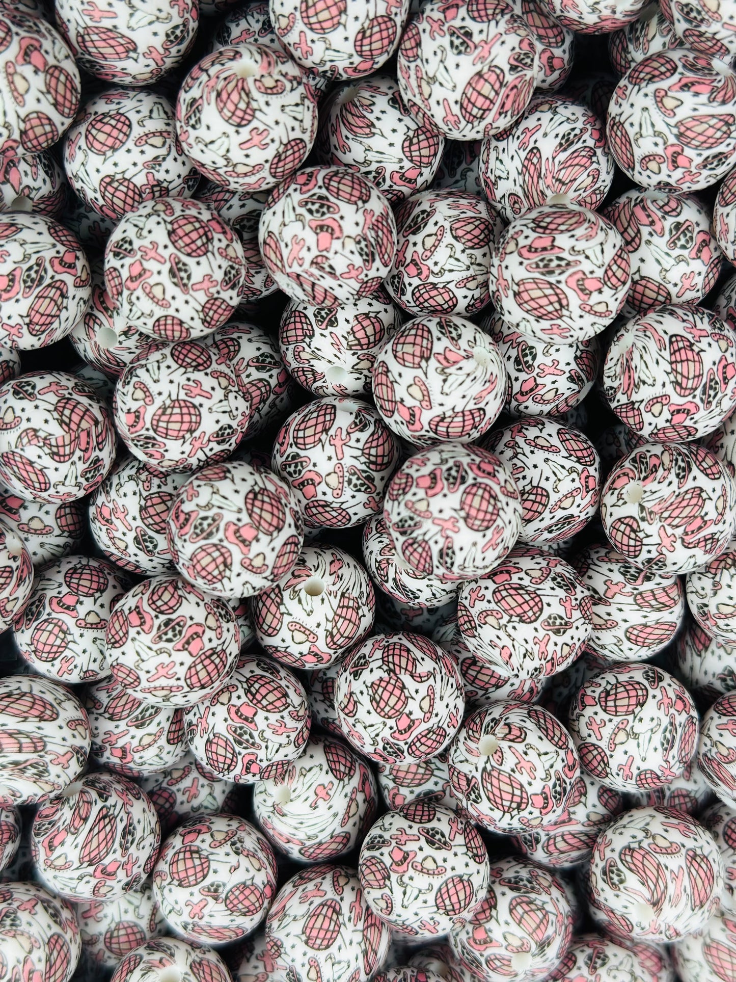 15mm Print Space Cowboy EXCLUSIVE Silicone Round Beads, Disco Cowboy Print Bead