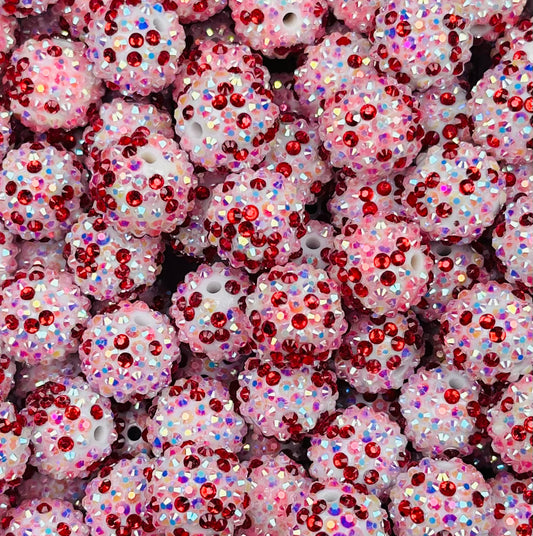 20mm Valentine Rhinestone Round Acrylic Beads