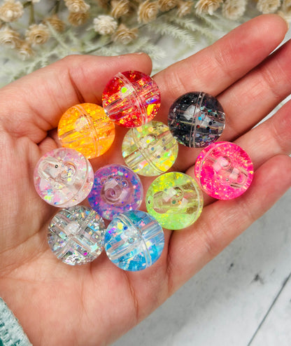 16mm Water Liquid Glitter Acrylic Round Beads