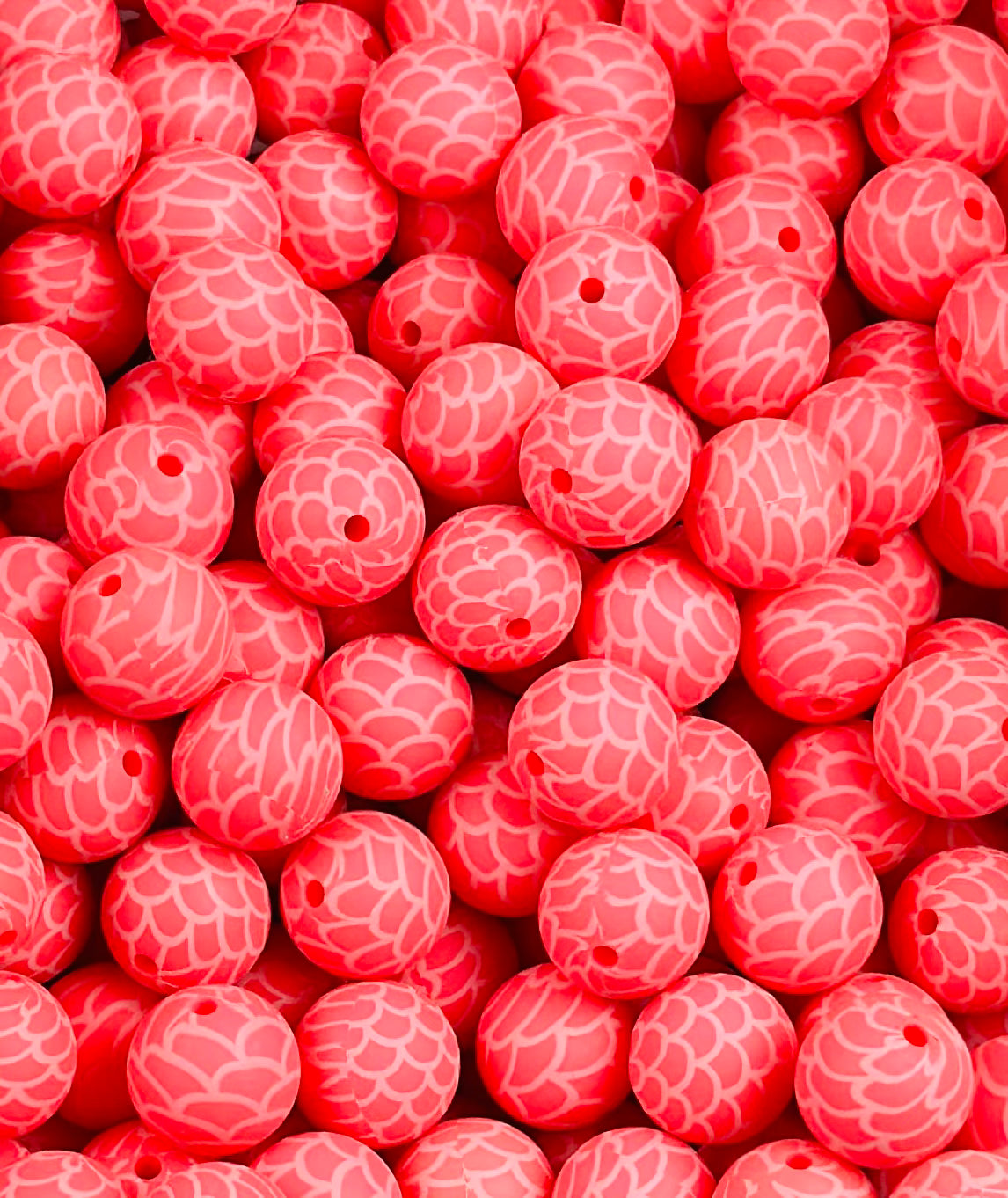 15mm Print Pink Mermaid Round Silicone Beads