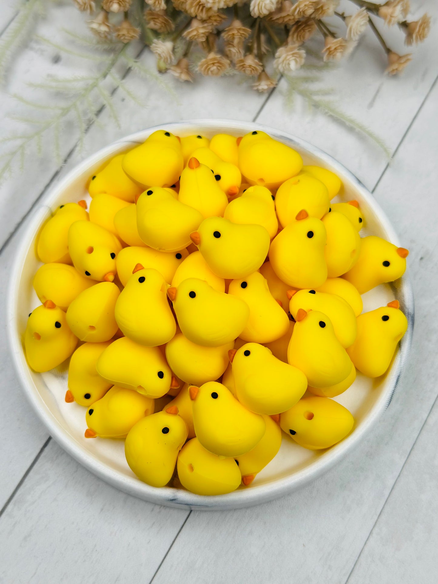 3D Baby Chick EXCLUSIVE Silicone Focal Bead,**NOT FOR TEETHING** Animal Shape Silicone Bead, Farm Focal