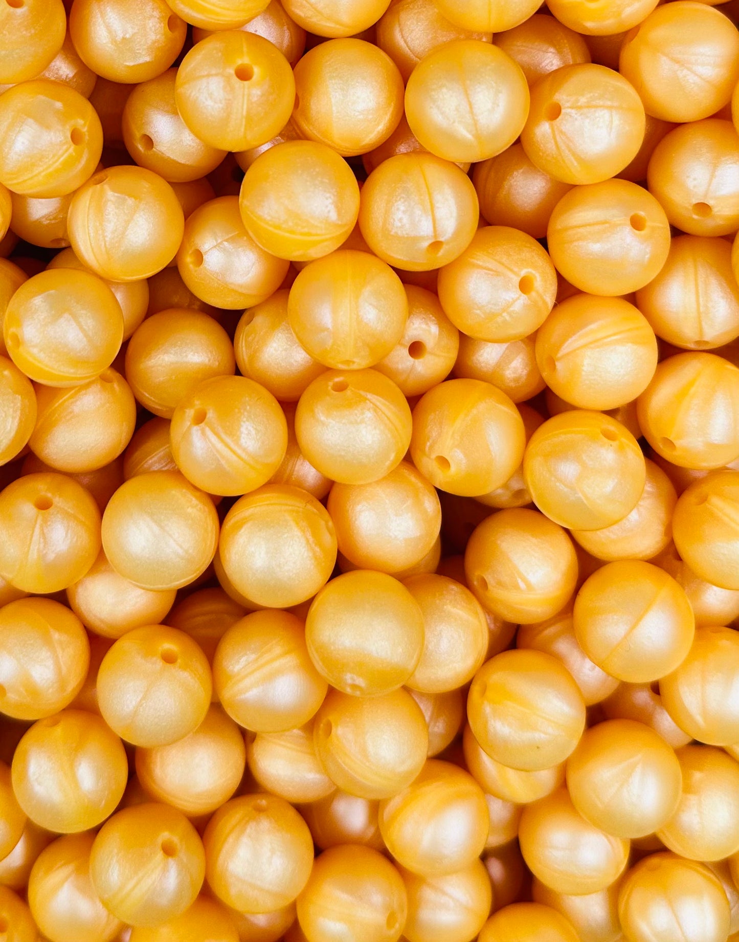 15mm Solid Pearl Yellow Round Silicone Beads