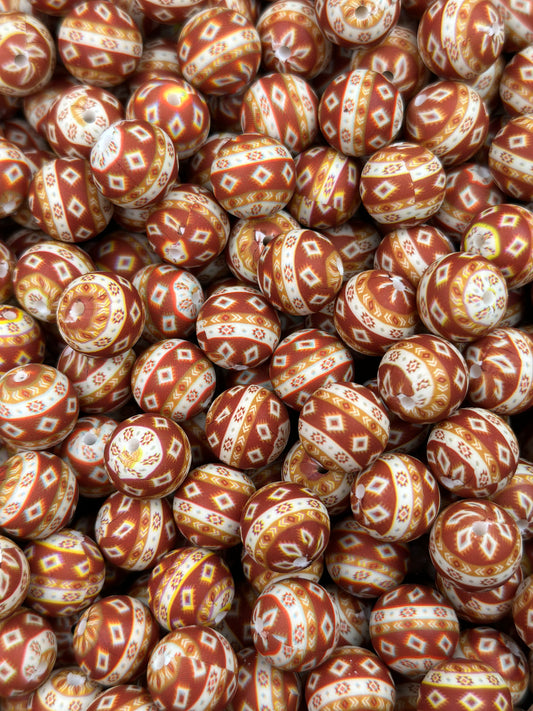 15mm Print Rustic Western Dreams EXCLUSIVE Round Silicone Beads