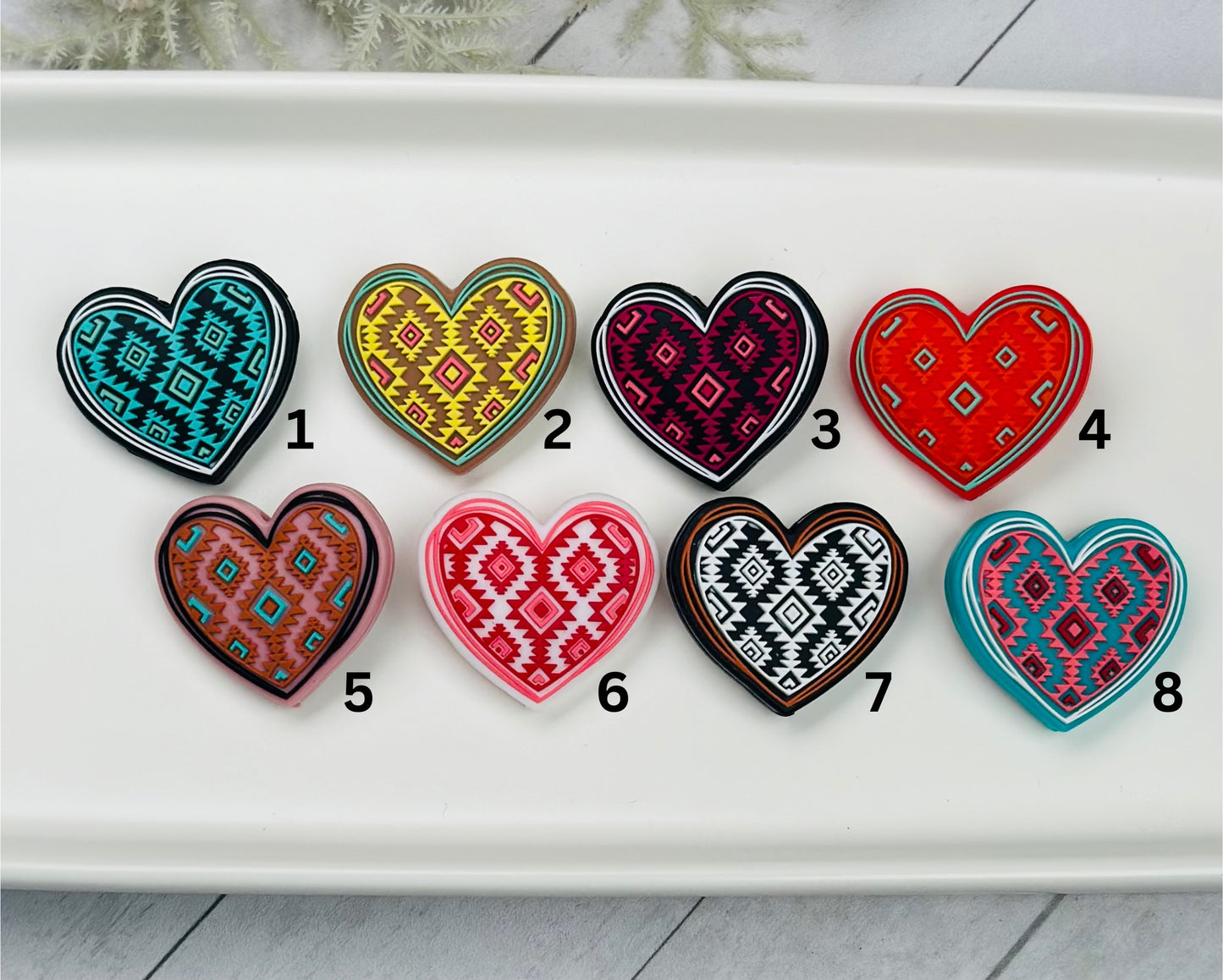 Aztec Heart EXCLISIVE Silicone Focal Bead, Valentine Silicone Bead