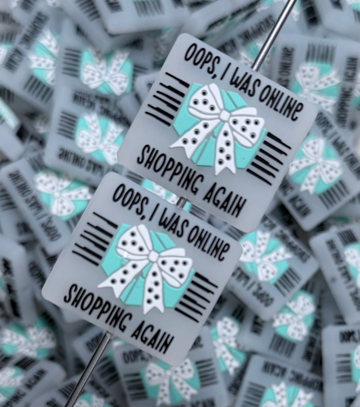 Q- Oops, I was Online Shopping Again Focal Bead, Quote Focal Bead