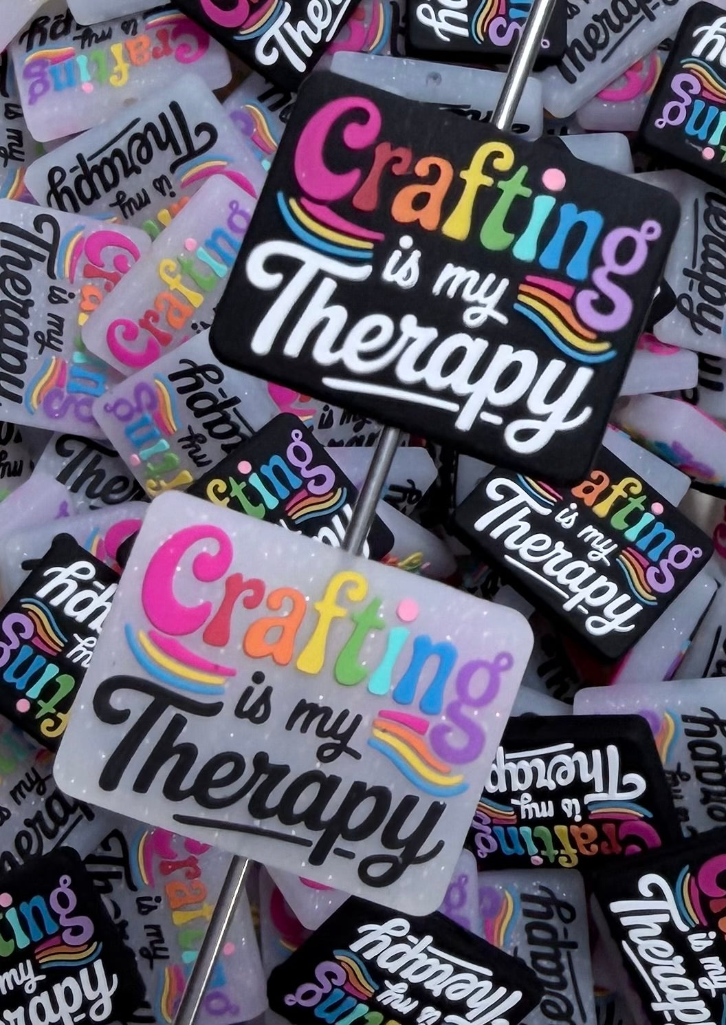 Q- Crafting is my Therapy Focal Bead, Quote Focal Bead