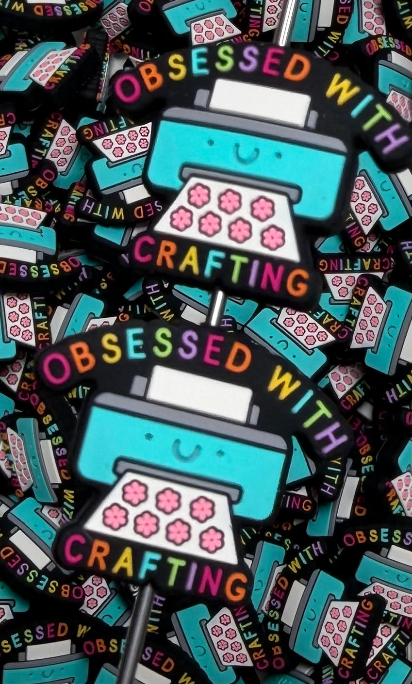 Q- Obsessed With Crafting Focal Bead, Quote Focal Bead