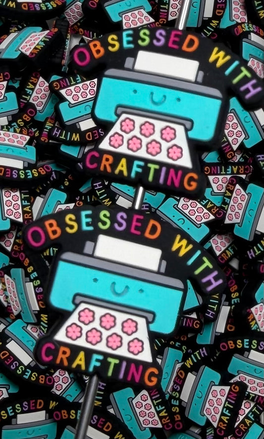 Q- Obsessed With Crafting Focal Bead, Quote Focal Bead