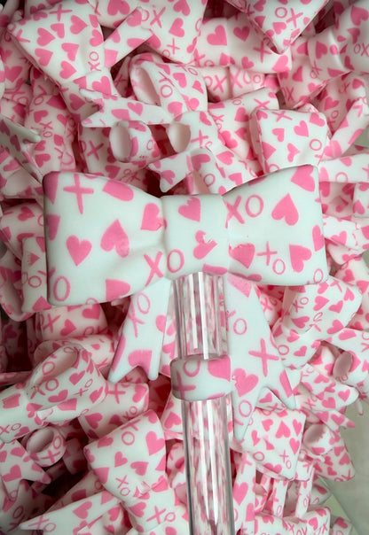 Y- Straw Topper - Valentines Printed Bow, Tumbler Accessory