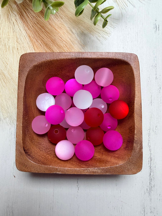 *Bead Mix #230- Pack of 25 Pinks FROSTED ACRYLIC Bead Mix