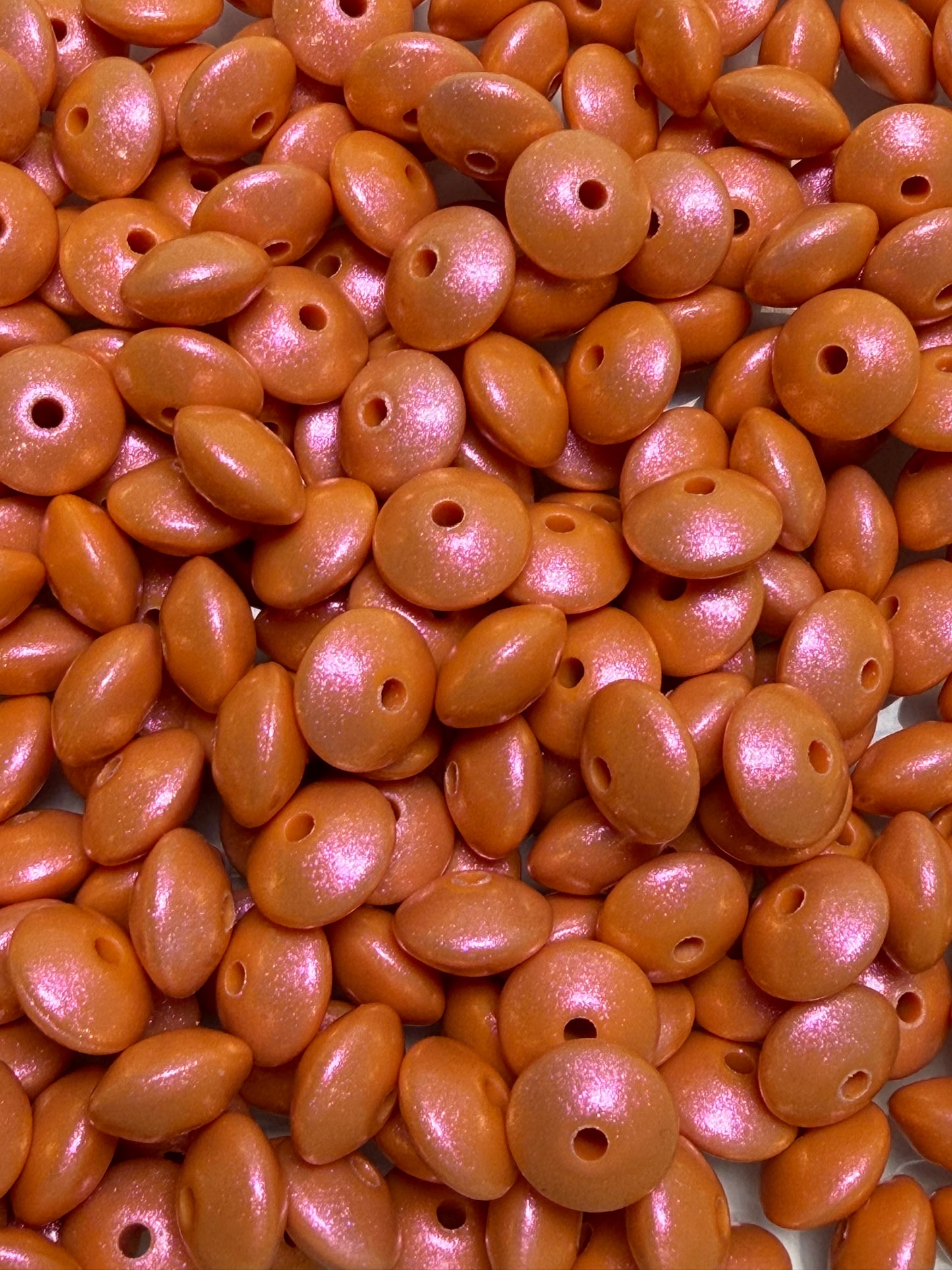 12mm Lentil Opal Pumpkin Silicone Bead, Pearl Lentil