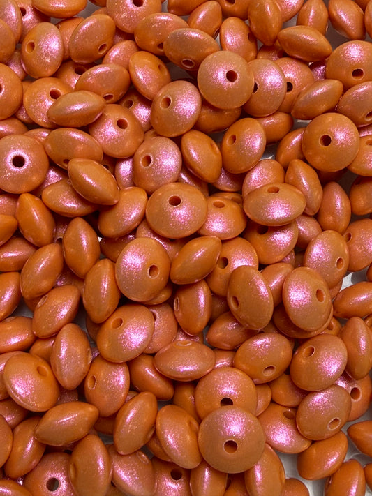 12mm Lentil Opal Pumpkin Silicone Bead, Pearl Lentil