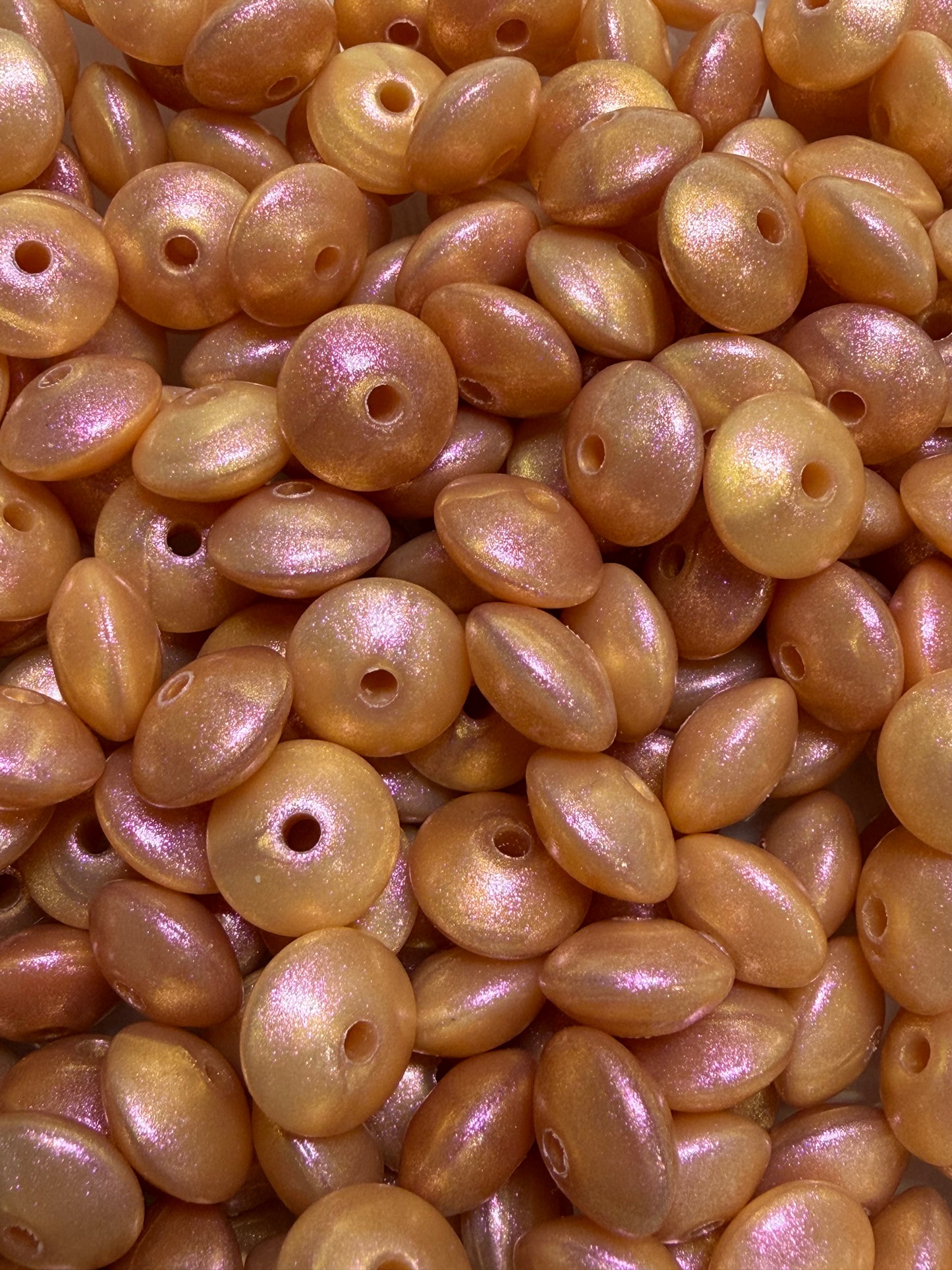 12mm Lentil Opal Copper Silicone Bead, Pearl Lentil