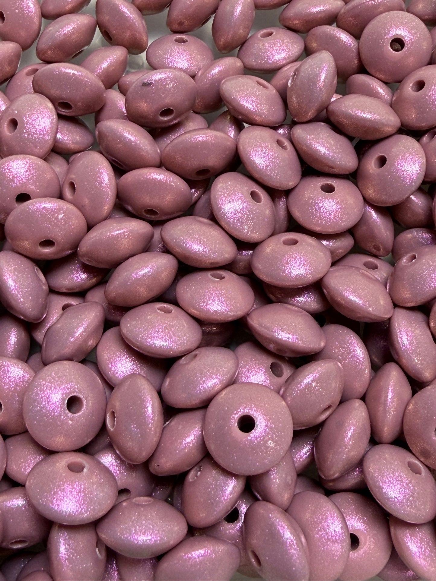 12mm Lentil Opal Mauve Silicone Bead, Pearl Lentil