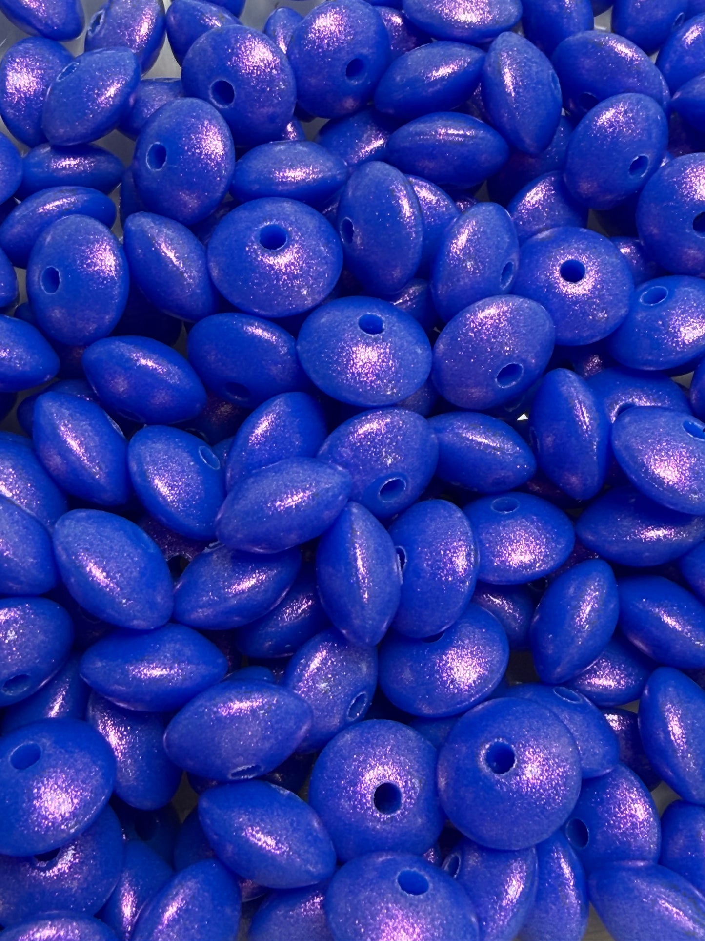 12mm Lentil Opal Cobalt Silicone Bead, Pearl Lentil