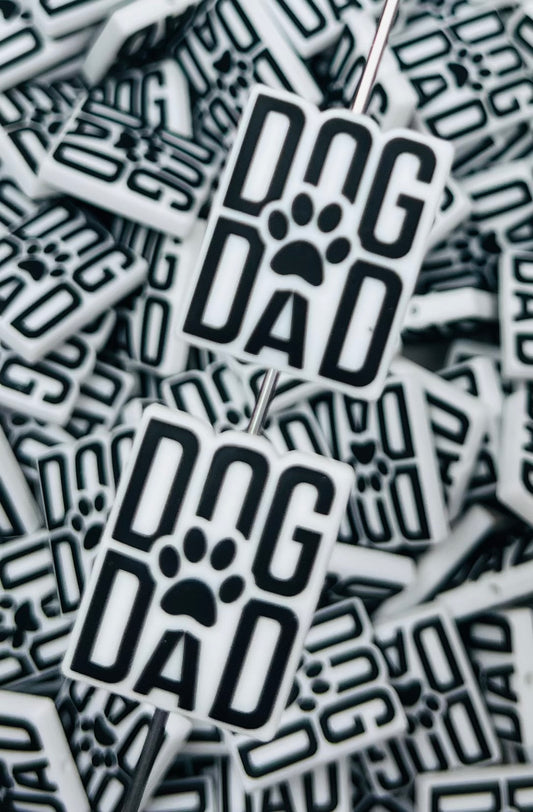 Dog Dad BLACK Focal Silicone Bead, Animal Shape Focal Silicone Bead