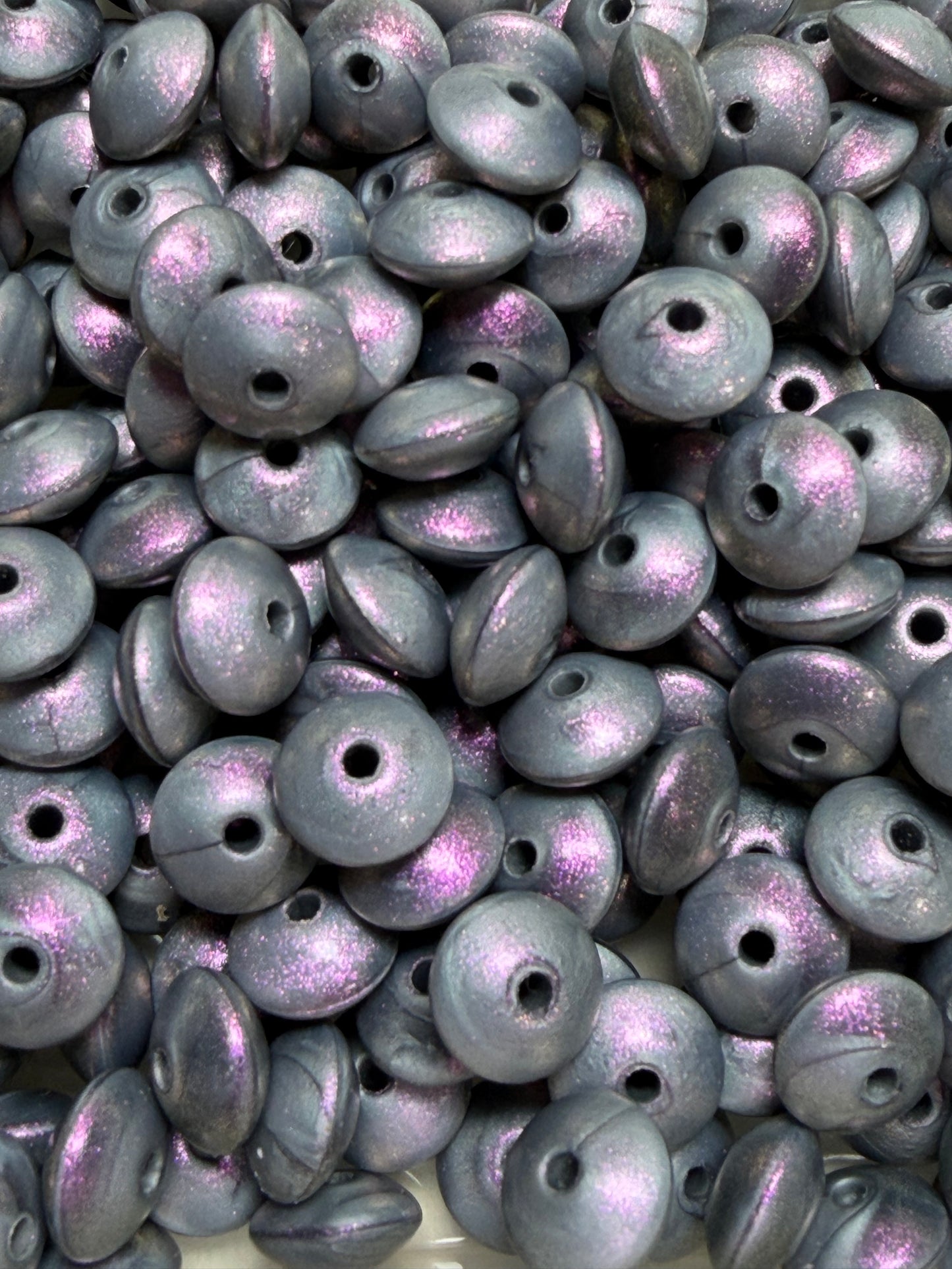 12mm Lentil Opal Iron Silicone Bead, Pearl Lentil