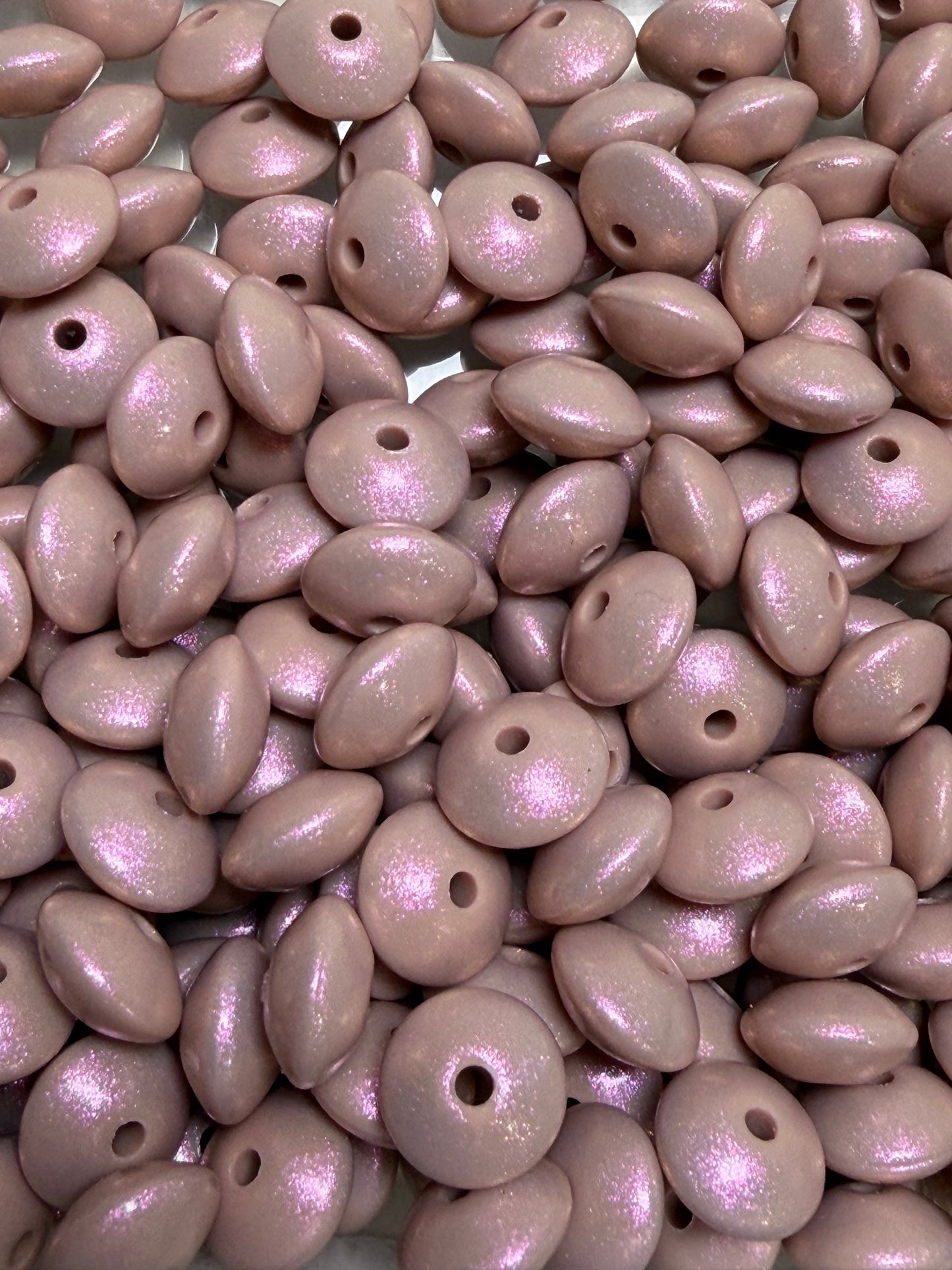 12mm Lentil Opal Sandstone Silicone Bead, Pearl Lentil