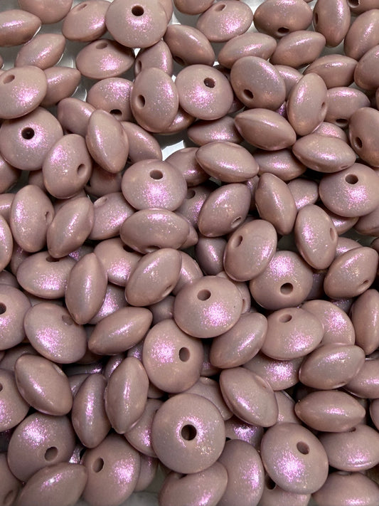 12mm Lentil Opal Sandstone Silicone Bead, Pearl Lentil