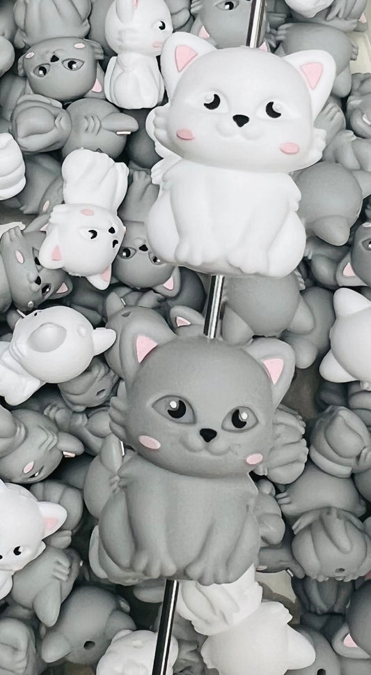 3D Cleo the Cat Focal Bead,**NOT FOR TEETHING** Animal Shape Silicone Bead