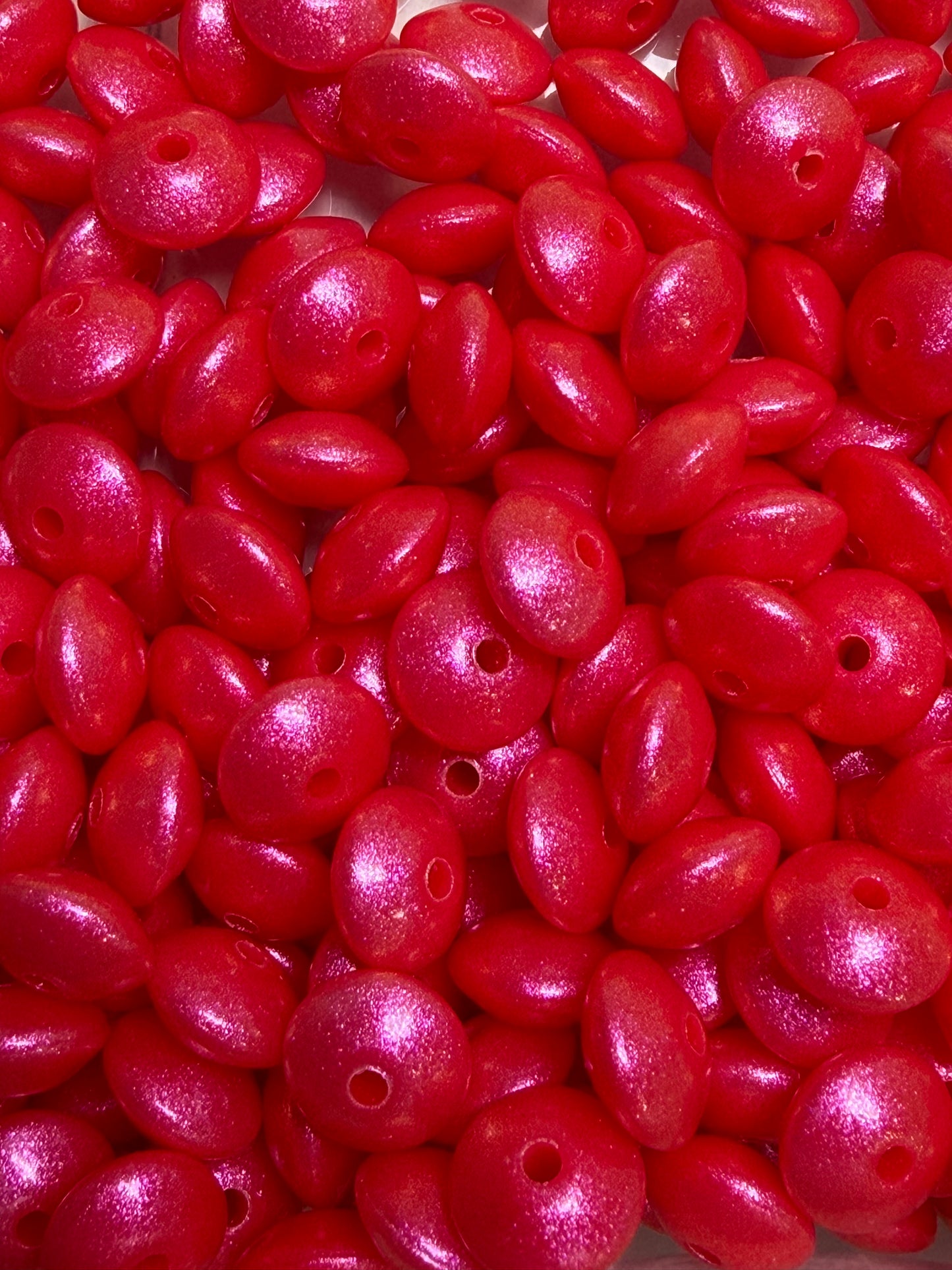 12mm Lentil Opal Strawberry Silicone Bead, Pearl Lentil