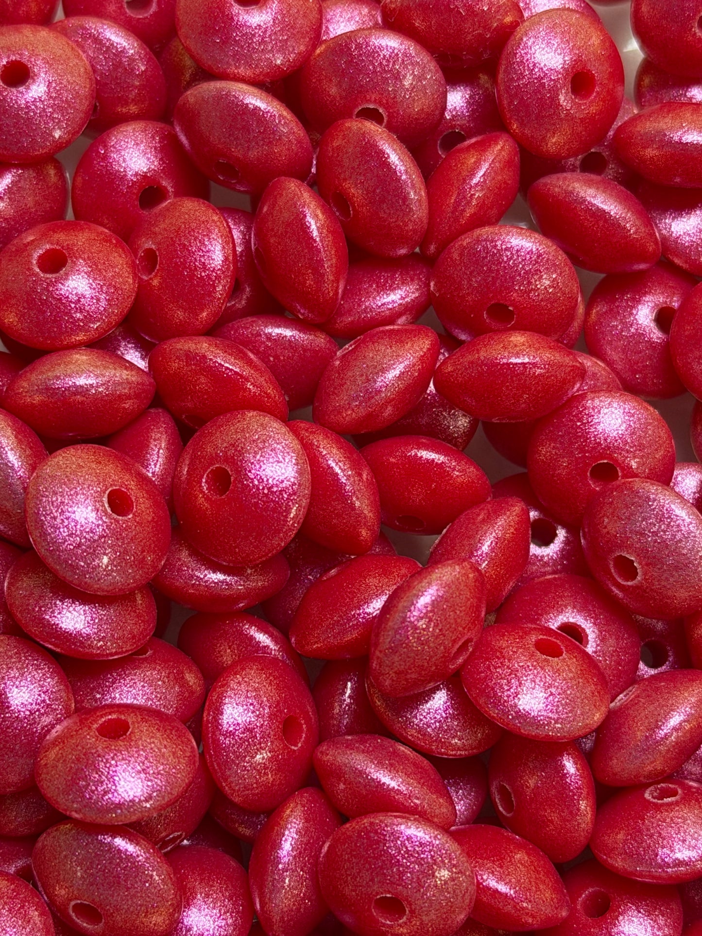 12mm Lentil Opal Red Silicone Bead, Pearl Lentil