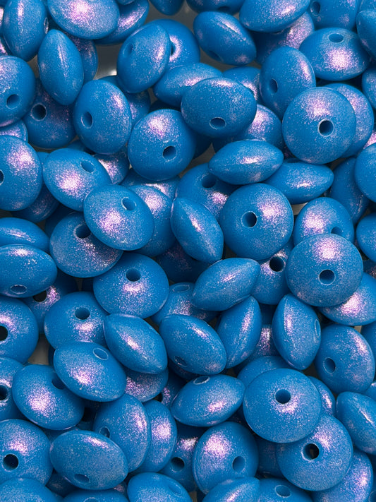 12mm Lentil Opal Sky Silicone Bead, Pearl Lentil